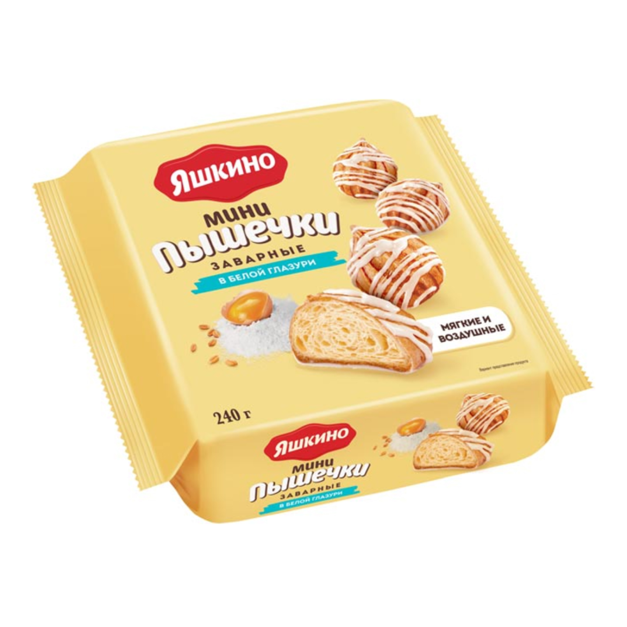 Мини-пышечки Яшкино заварные в белой глазури, 240 г // [9]
