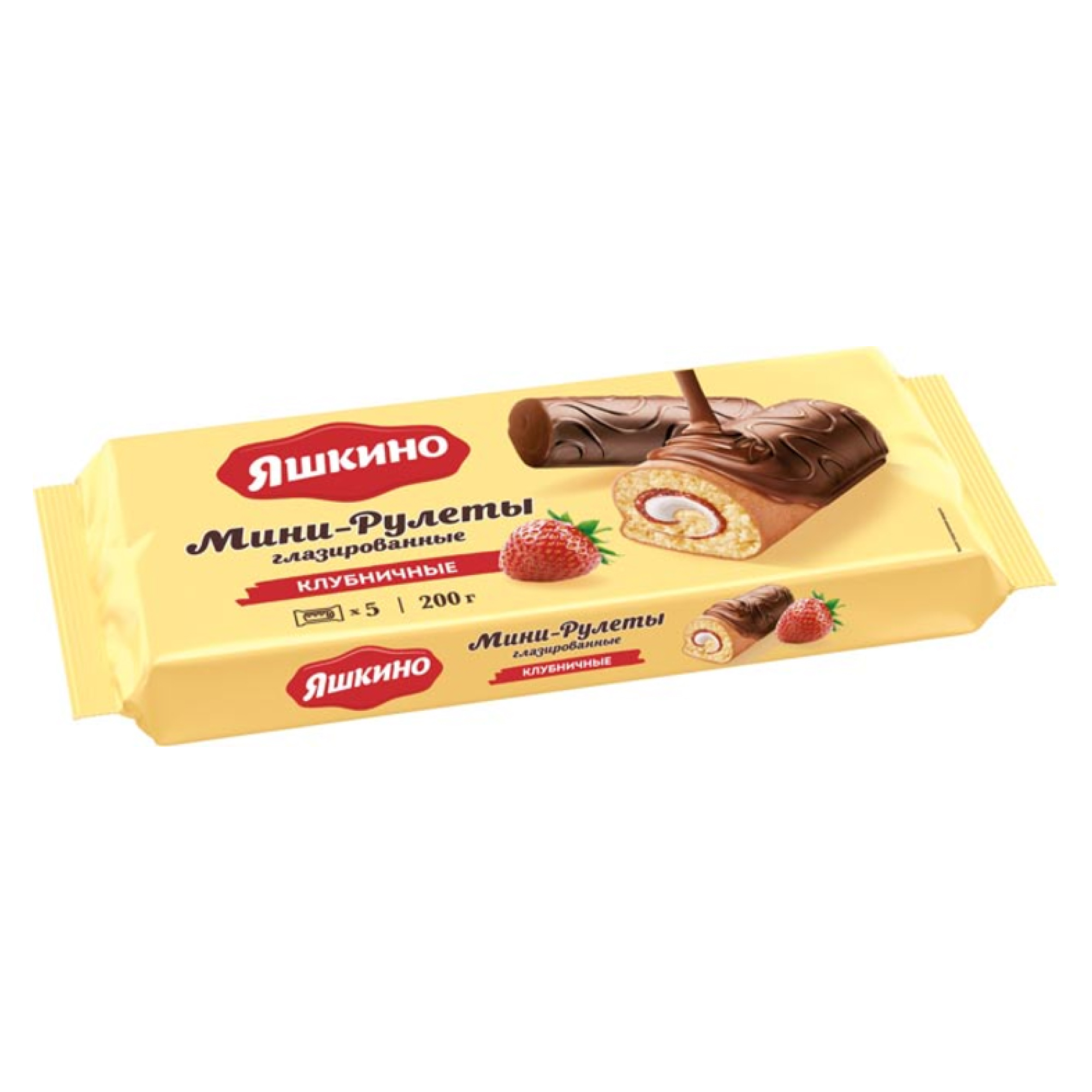 Мини-рулеты Яшкино глазированные клубничные, 200 г// [21]