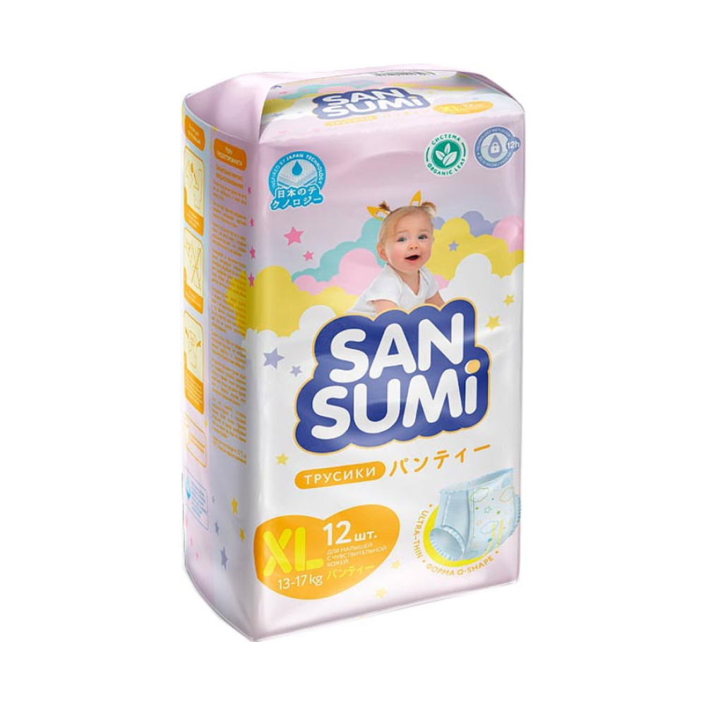 Трусики-подгузники Sansumi, размер XL (13-17 кг), 12 шт