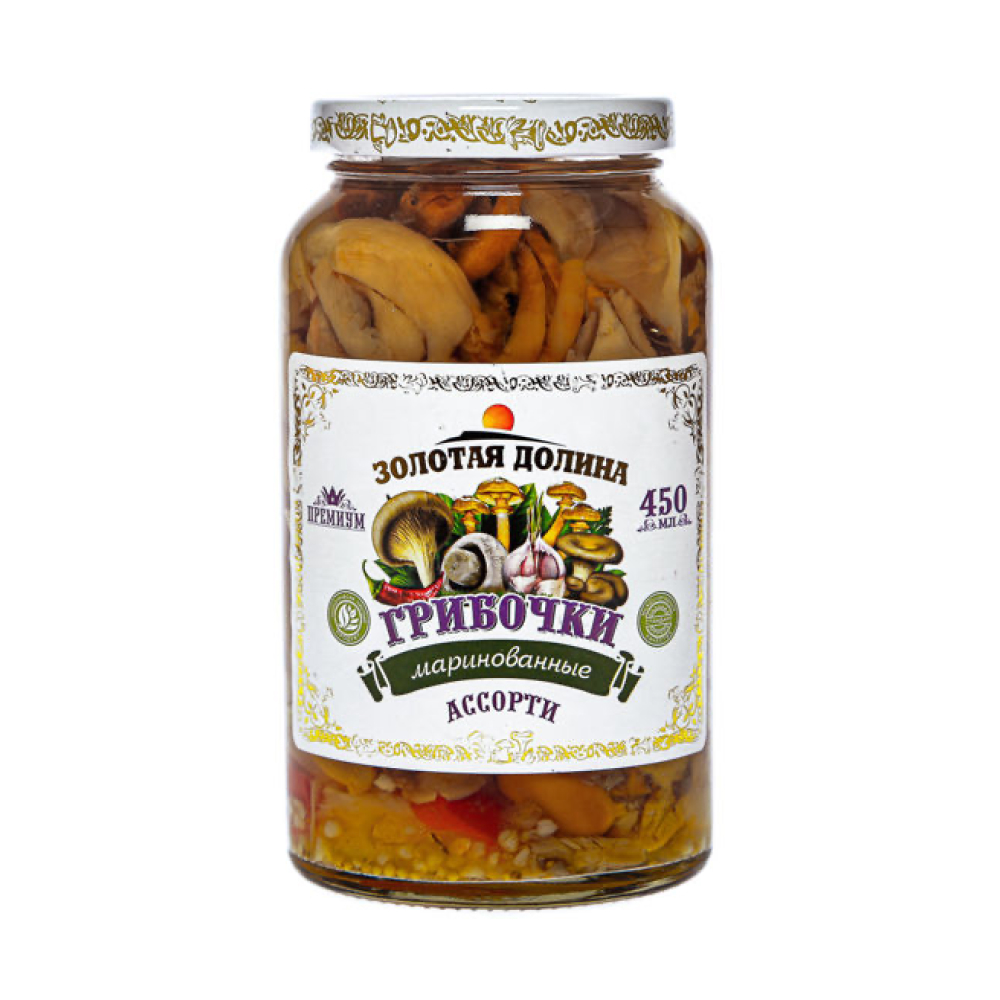 Грибное ассорти Золотая Долина маринованное, 450 мл