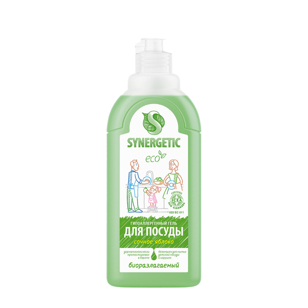 Гель для мытья посуды Синергетик Сочное яблоко, 500 мл