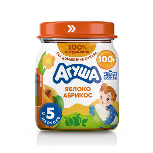 Пюре Агуша Яблоко абрикос с 5 мес, 100 г