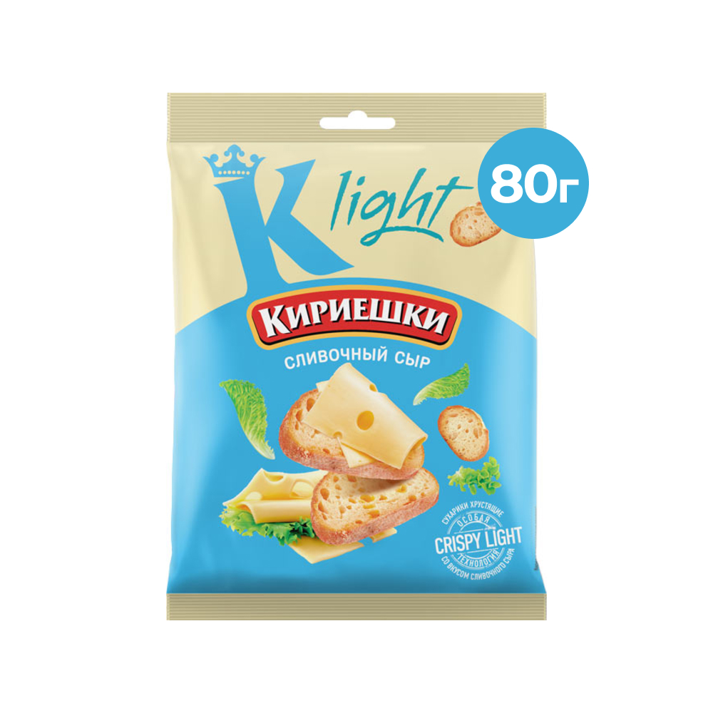 Сухарики Кириешки Light со вкусом сливочного сыра, 80 г