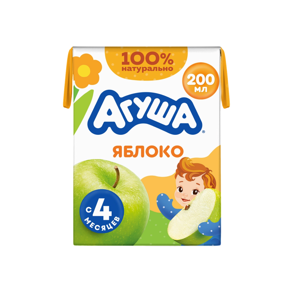 Сок Агуша Яблоко с 4 мес, 200 мл