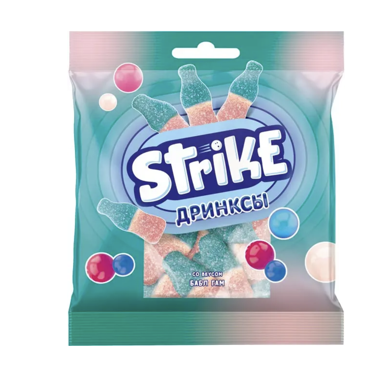 Мармелад жевательный Strike Дринксы со вкусом бабл-гам, 70 г