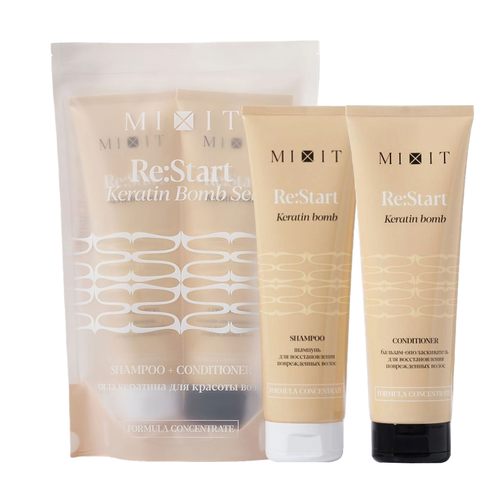 Подарочный набор для ухода за волосами MIXIT keratin bomb (Шампунь 275 мл + бальзам 275 мл)
