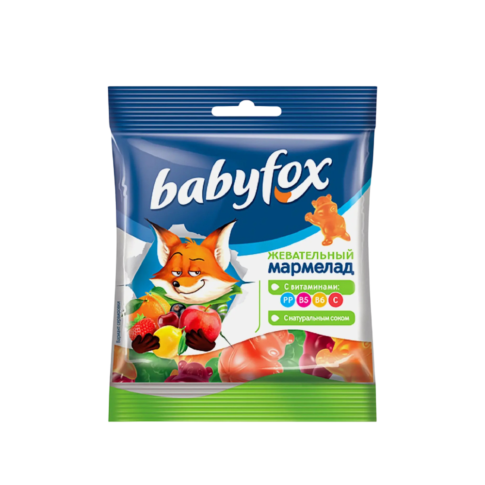 Мармелад жевательный baby fox бегемоты, 30 г // [20]