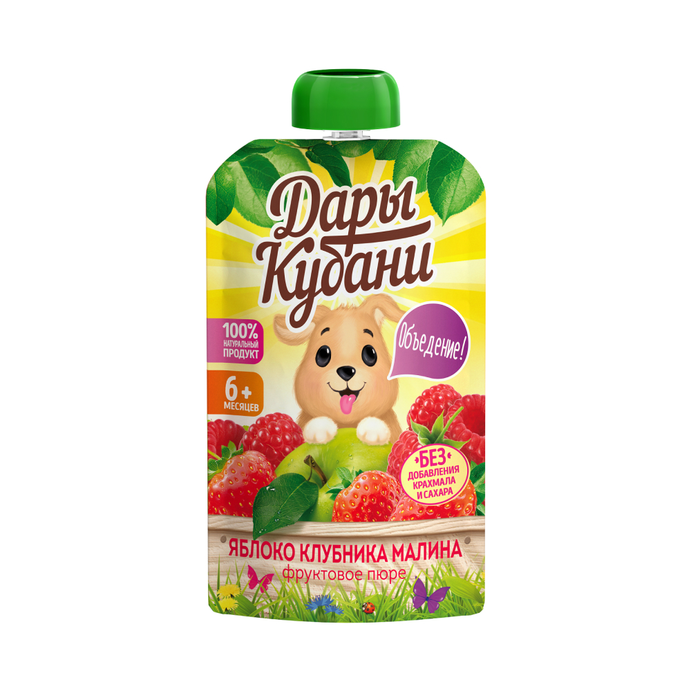 Пюре фруктовое Дары Кубани яблоко, клубника и малина, 90 г // [21]