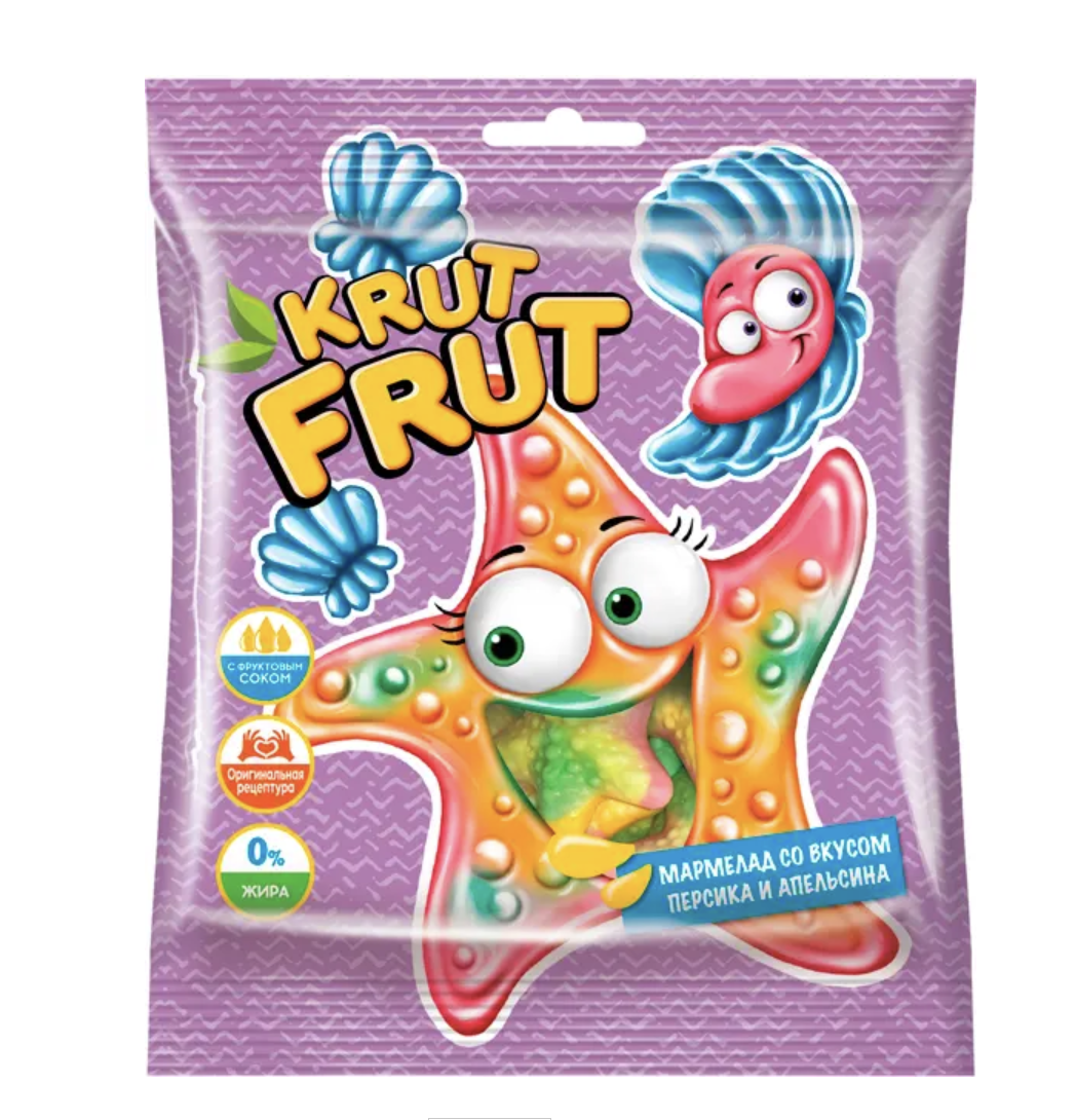Мармелад жевательный Krut Frut Звездочки со вкусом персика и апельсина, 100 г