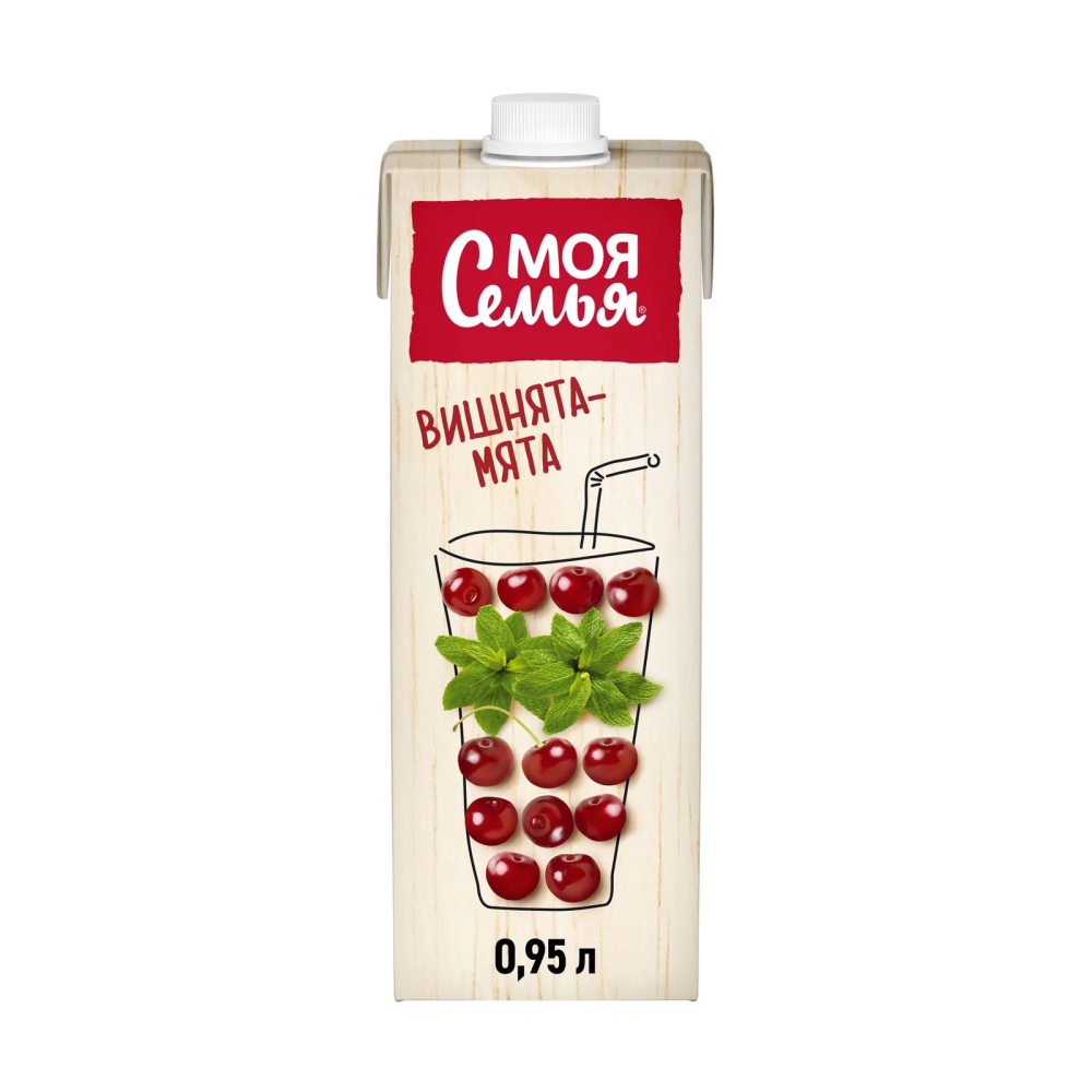 Сок Моя семья Вишня мята, 0,95 л