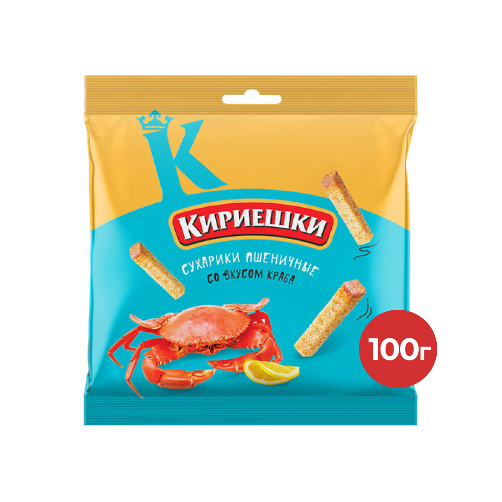 Сухарики пшеничные Кириешки Краб, 100 г