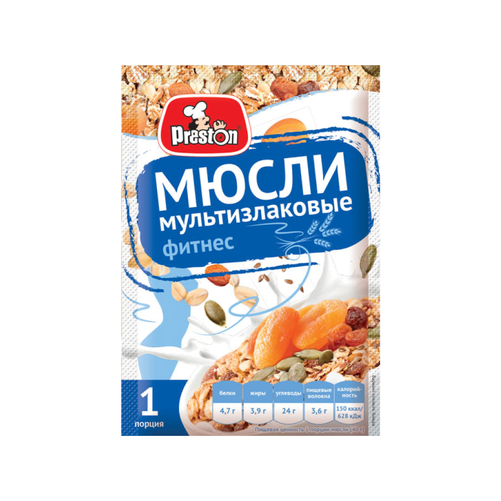 Мюсли фитнес Preston мультизлаковые, 40 г