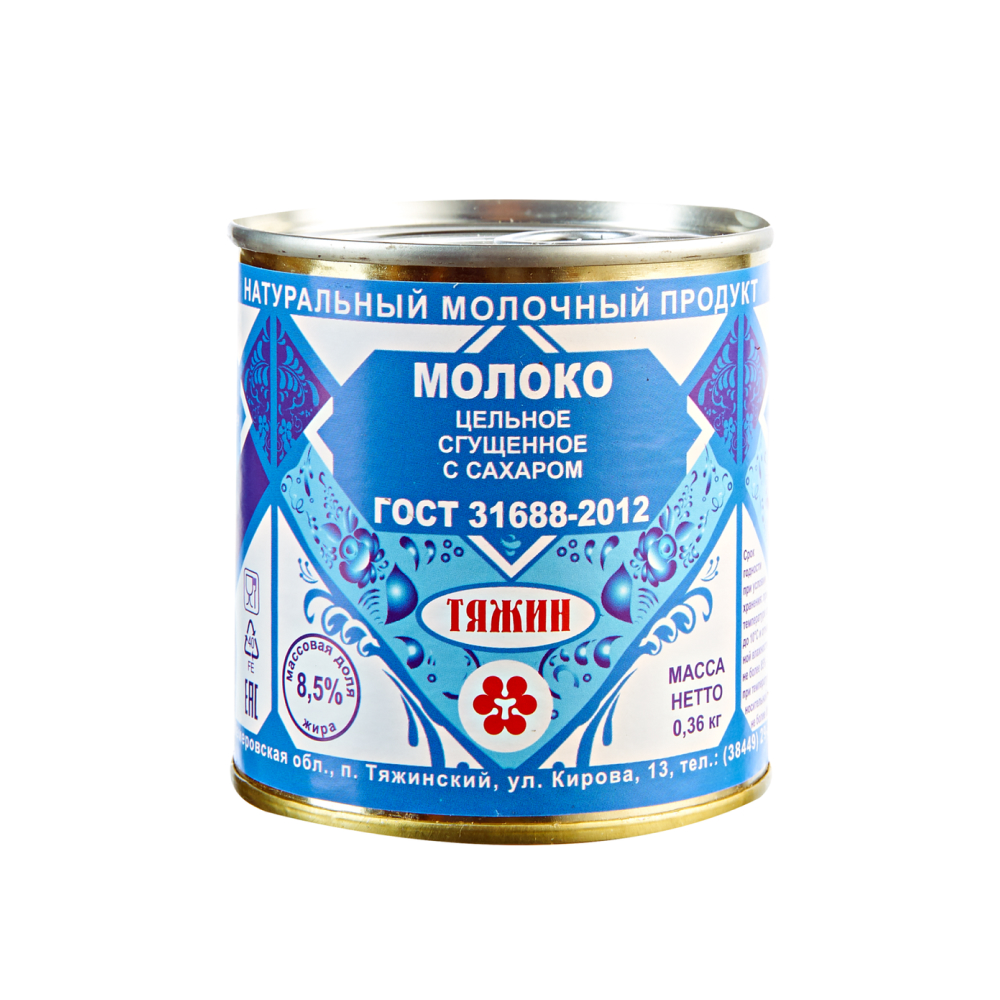 Молоко сгущеное Тяжин с сахаром 8.5%, 360 г // [30x]