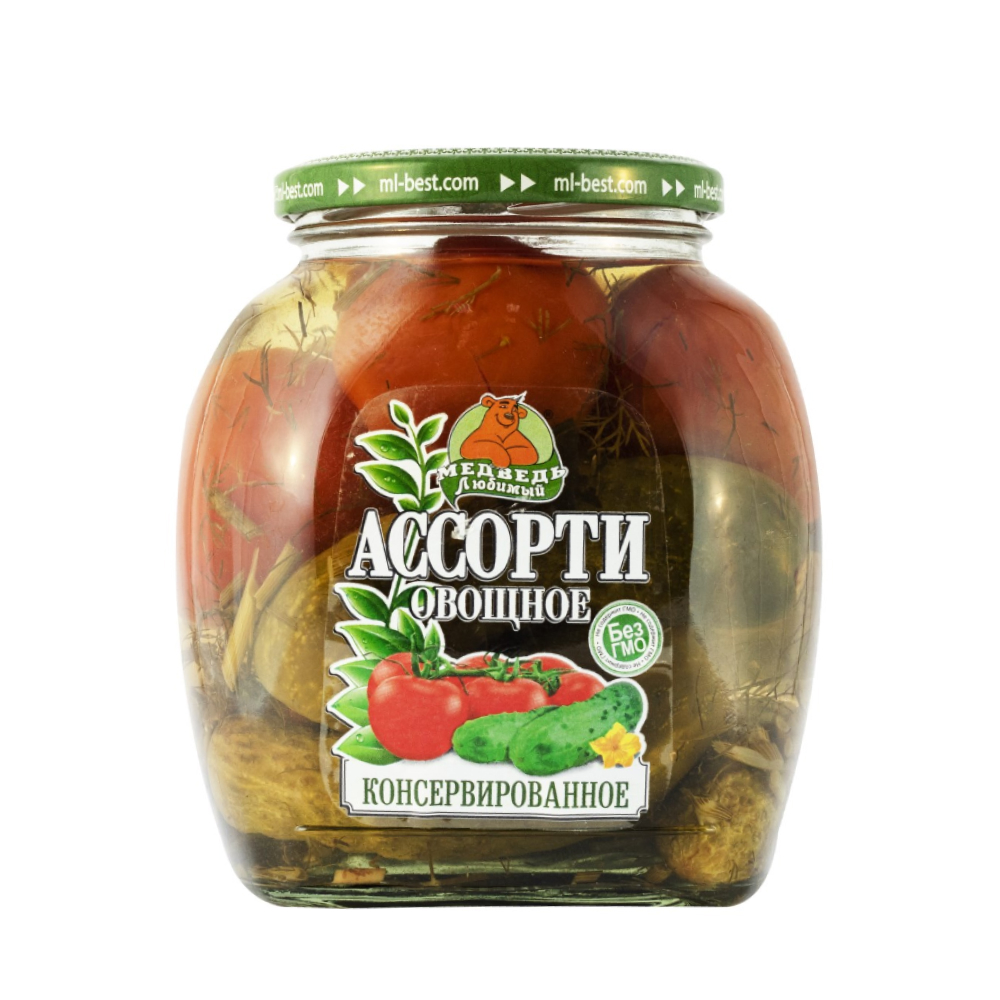 Ассорти овощное Медведь любимый томаты и огурцы, 720 мл // [17]