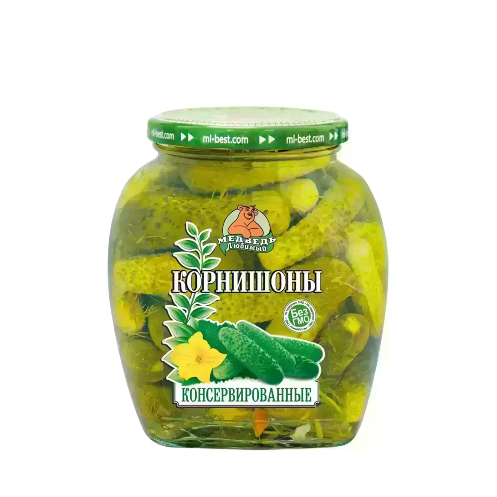 Огурчики Медведь любимый корнишоны, 500 мл // [17]