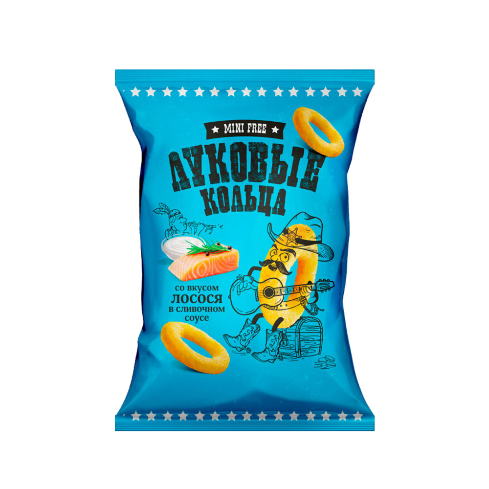 Луковые кольца Mini Free со вкусом лосося в сливочном соусе, 45 г