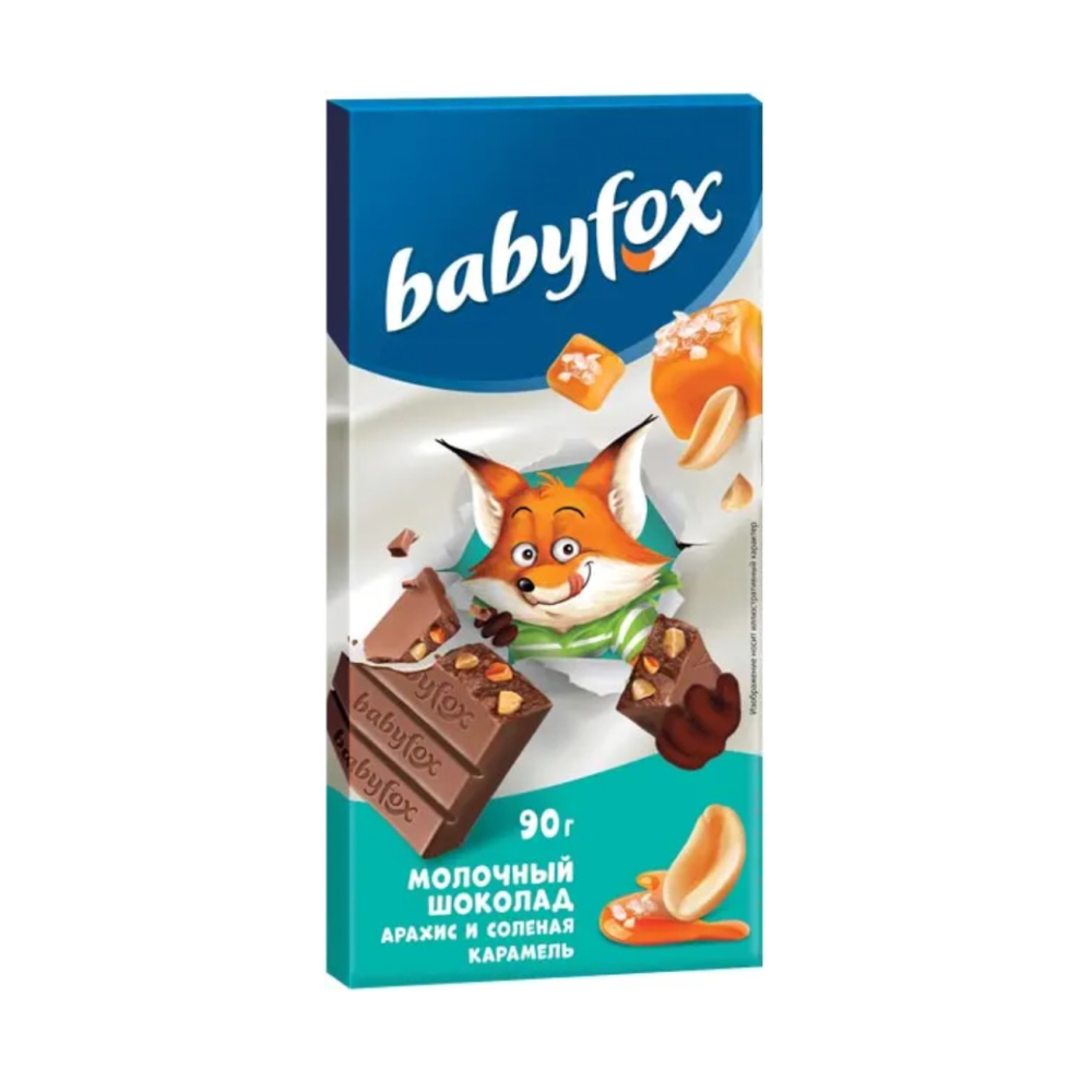 Молочный шоколад BabyFox с арахисом и солёной карамелью, 90 г // [24]