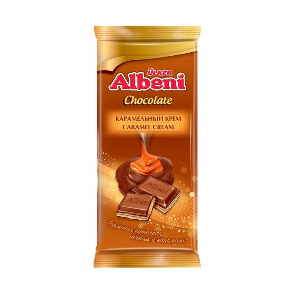 Шоколад молочный ALBENI с печенью и карамелью, 85 г