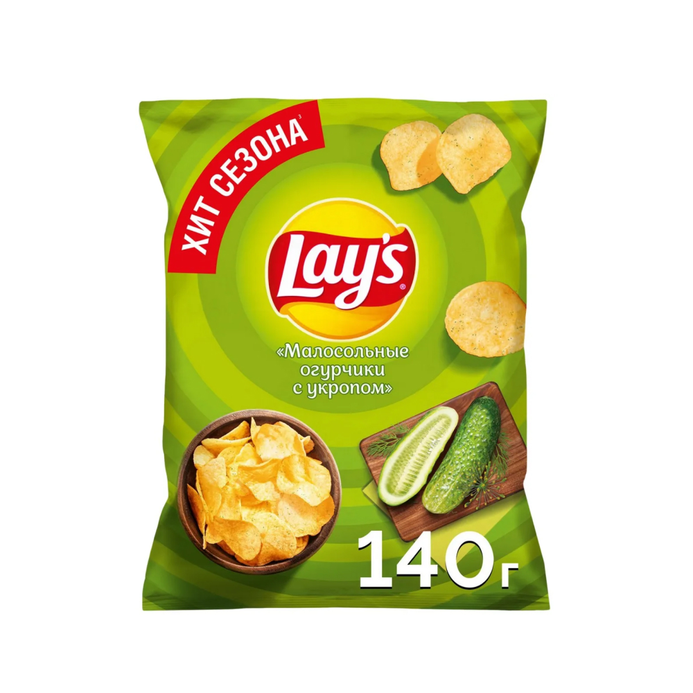 Чипсы Lay's Малосольные огурчики с укропом, 140 г