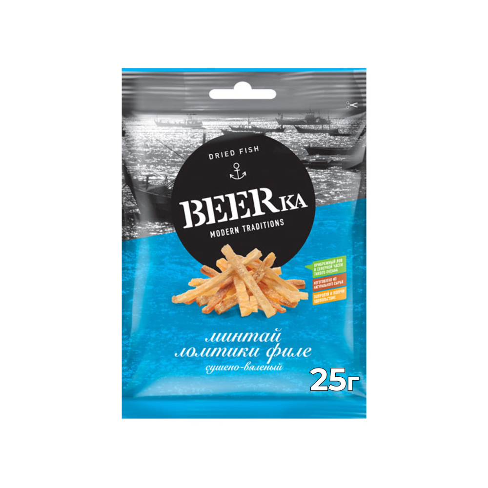 Минтай сушёно-вяленый Beerka, 25 г