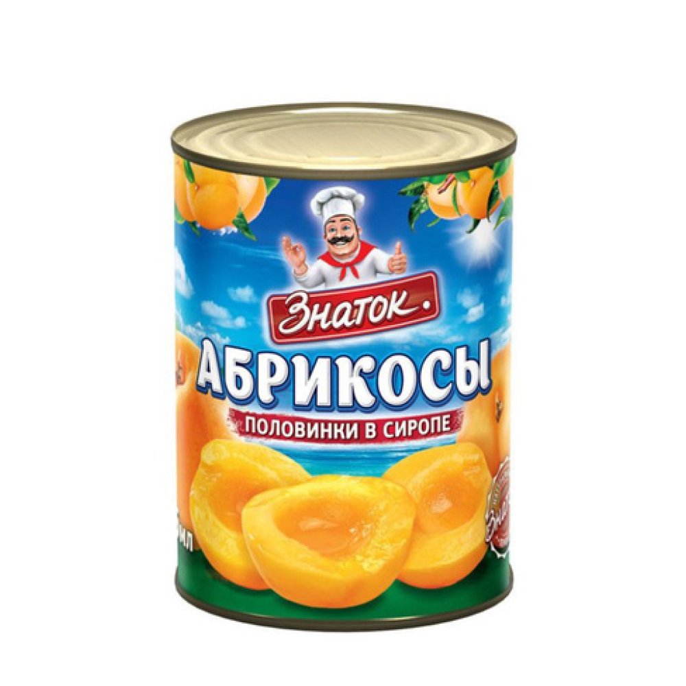 Абрикосы Знаток половинки в легком сиропе, 410 г