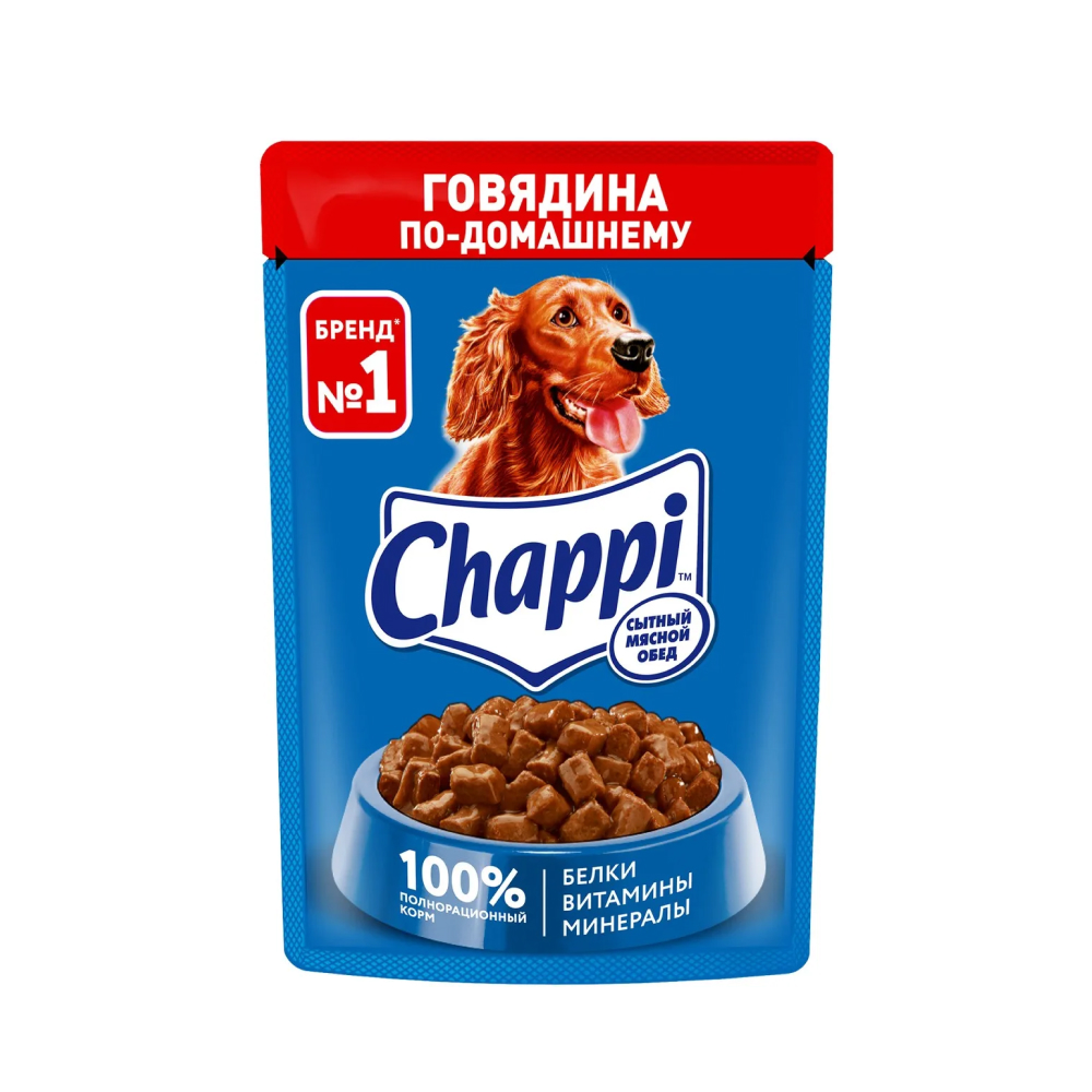 Корм жидкий для собак Chappi Говядина по-домашнему, 85 г