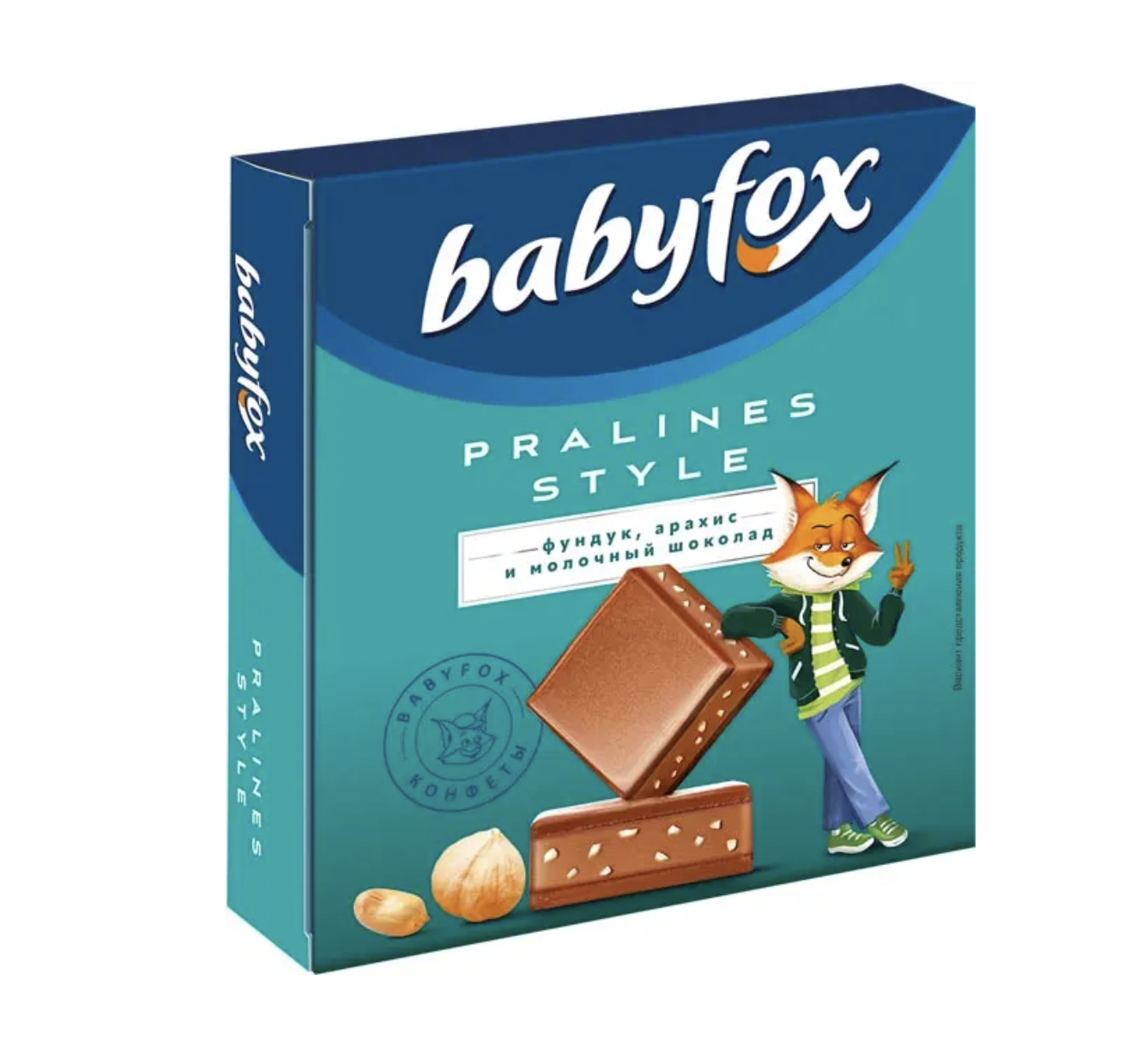 Шоколадные конфеты Pralines Style фундук, арахис и молочный шоколад BabyFox 90 г