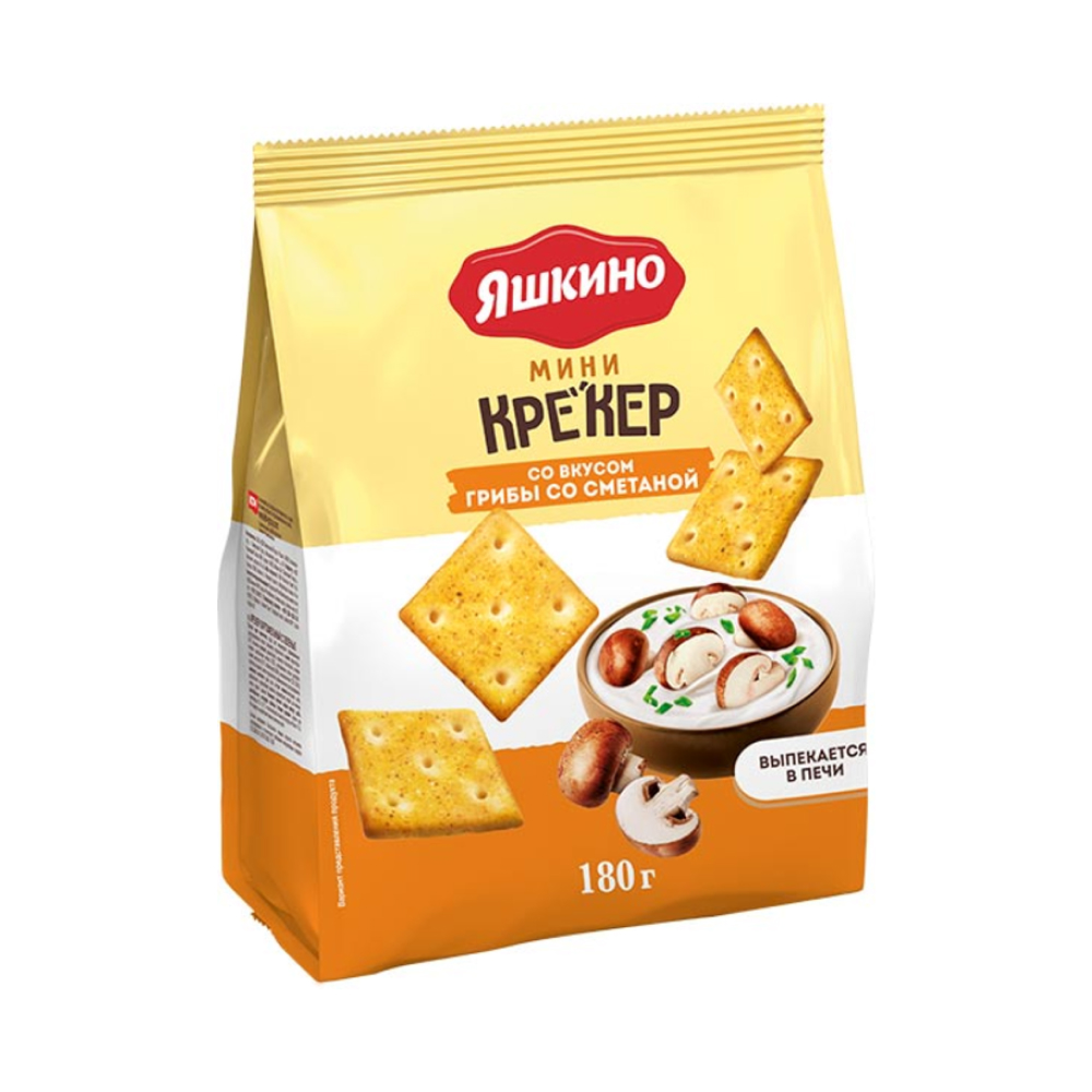 Крекер мини Яшкино со вкусом грибов со сметаной, 180 г