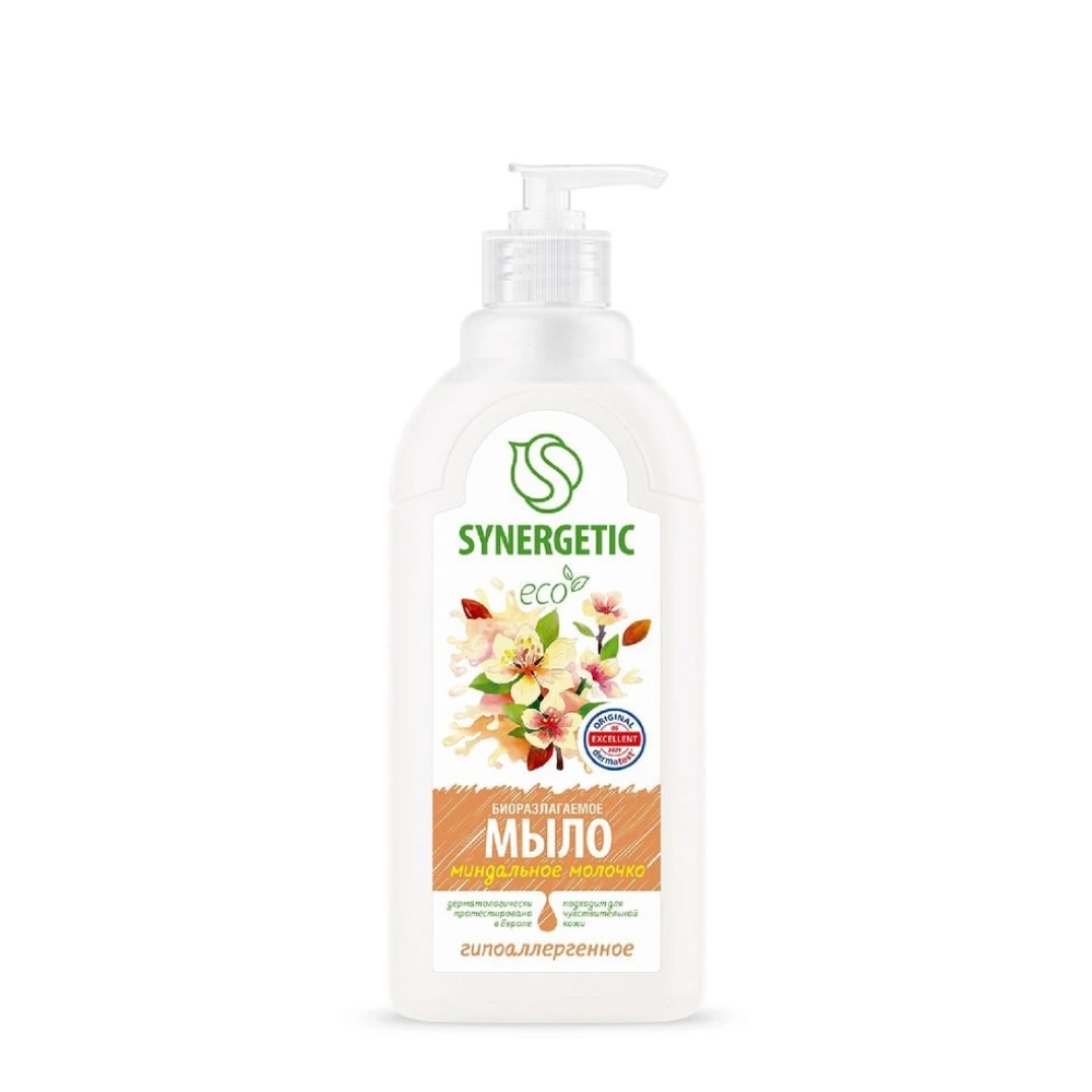 Жидкое мыло для рук Synergetic Миндальное молочко, 500 мл