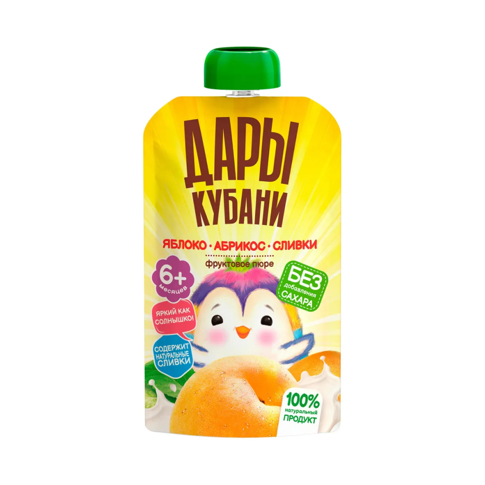 Пюре фруктовое Дары Кубани Яблоко абрикос сливки, 90 г