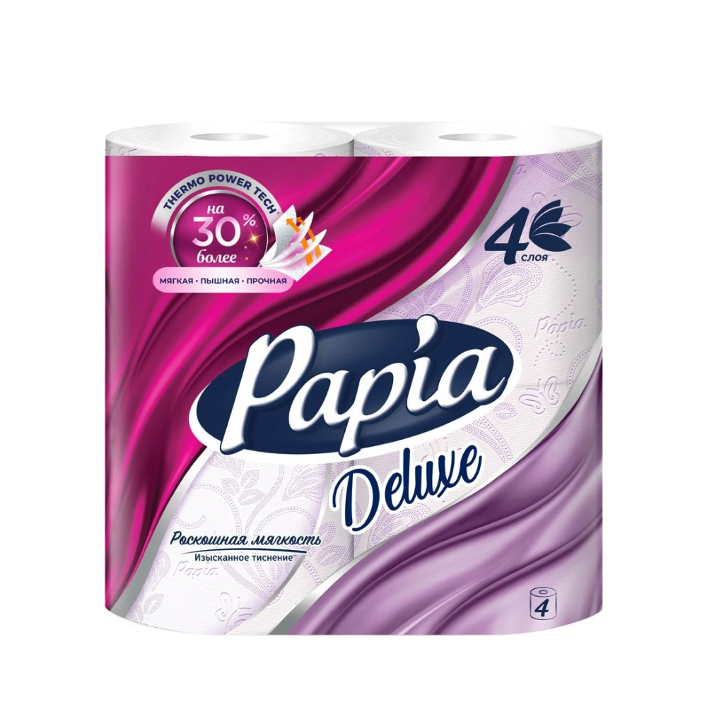 Туалетная бумага Papia Deluxe 4 слоя 4 шт