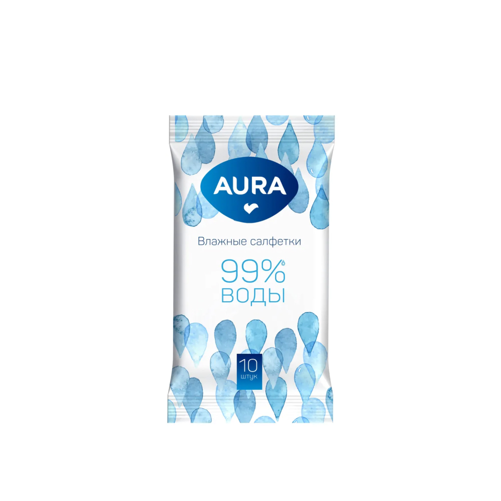 Влажные салфетки Aura освежающие, 10 шт