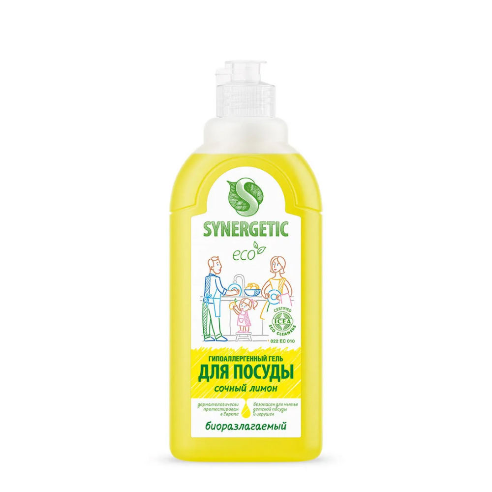 Гель для мытья посуды Синергетик Сочный лимон, 500 мл