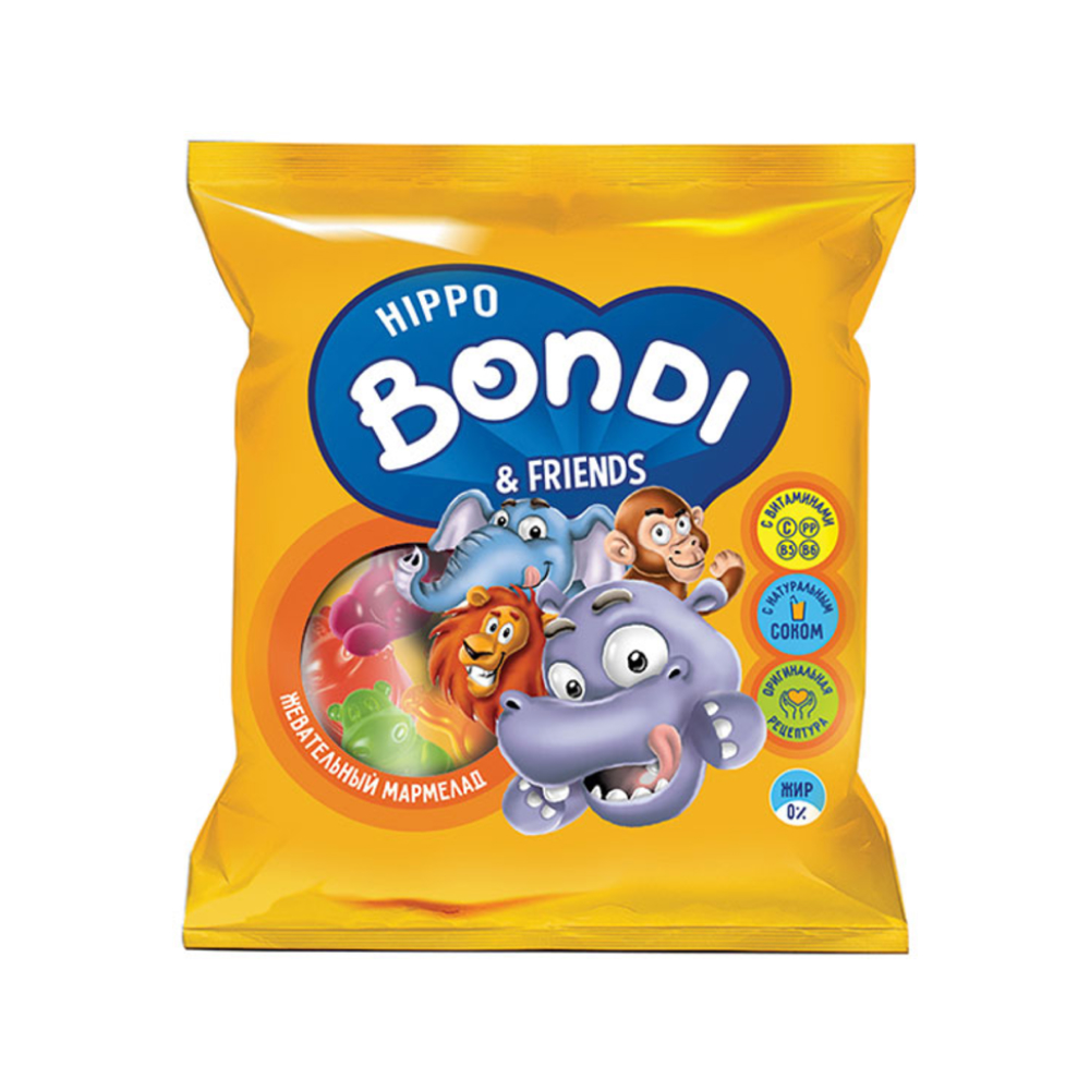 Мармелад жевательный Hippo Bondi & Friends с соком ягод и фруктов, 70 г