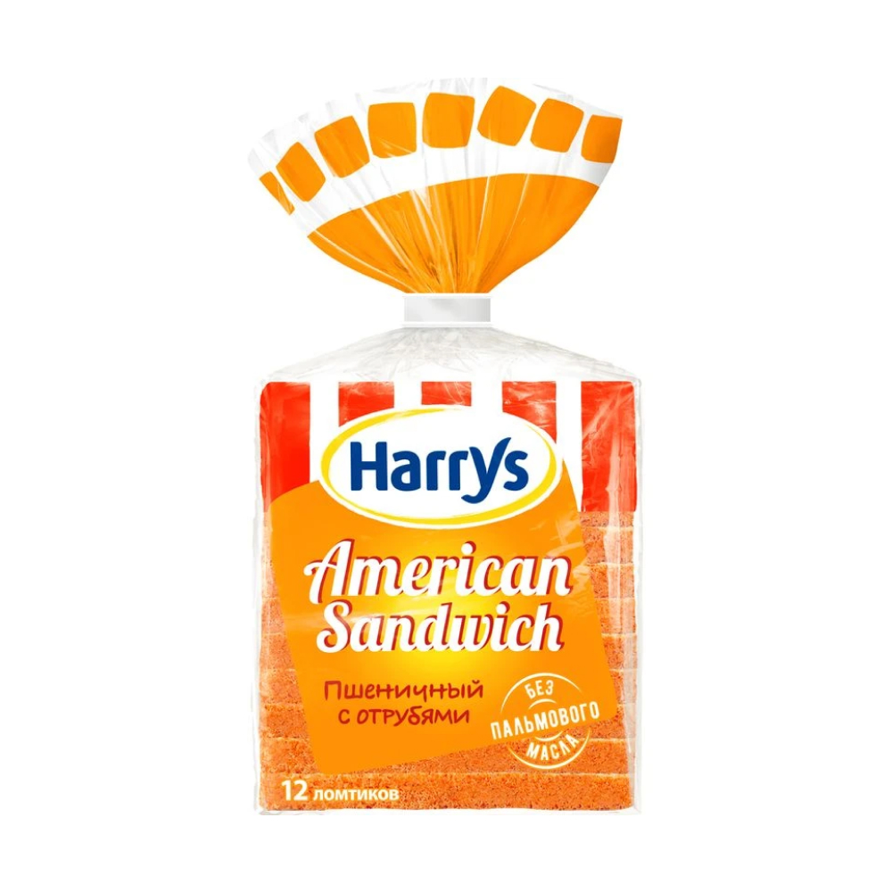 Хлеб тостовый Harry's American Sandwich пшеничный с отрубями нарезка, 470 г