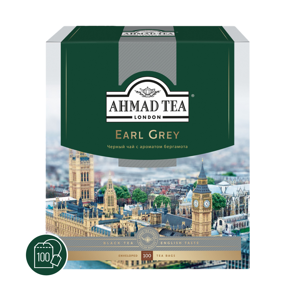 Чай черный Ahmad Tea Earl Grey со вкусом бергамота, 100 пак