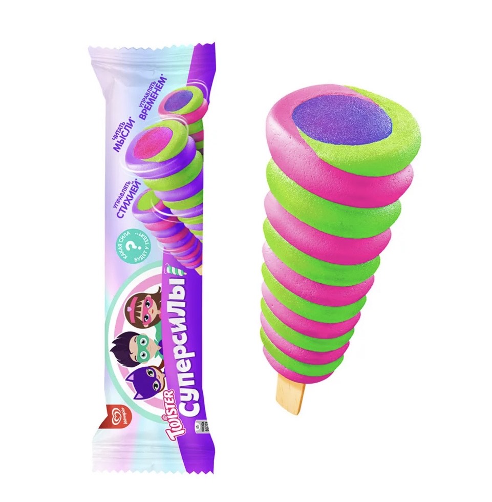 Мороженое Max Twister Суперсилы Черешня малина лайм, 67 г