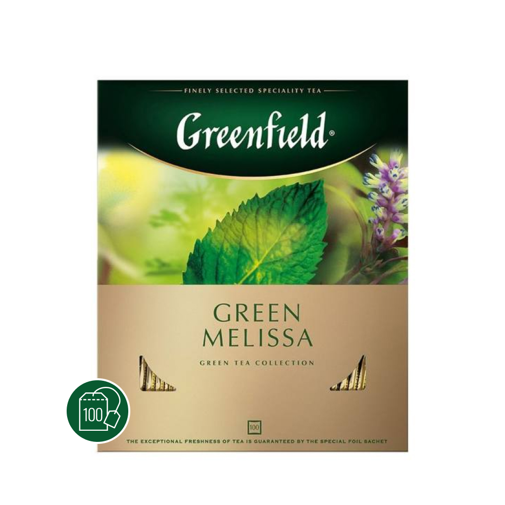 Чай Greenfield Грин мелисса зеленый с ароматом мяты и лимона в пакетиках, 100х1.5 г*