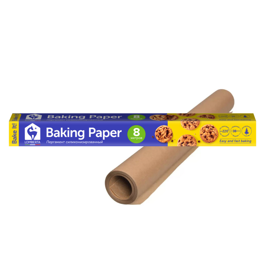 Бумага (пергамент) для выпечки Lomberta силиконизированная 8 м х 38 см, 1 рулон