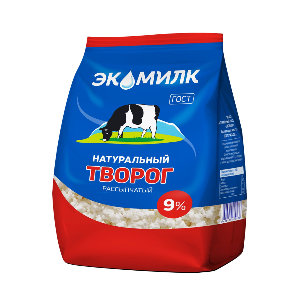 Творог рассыпчатый Экомилк 9%, 350 г