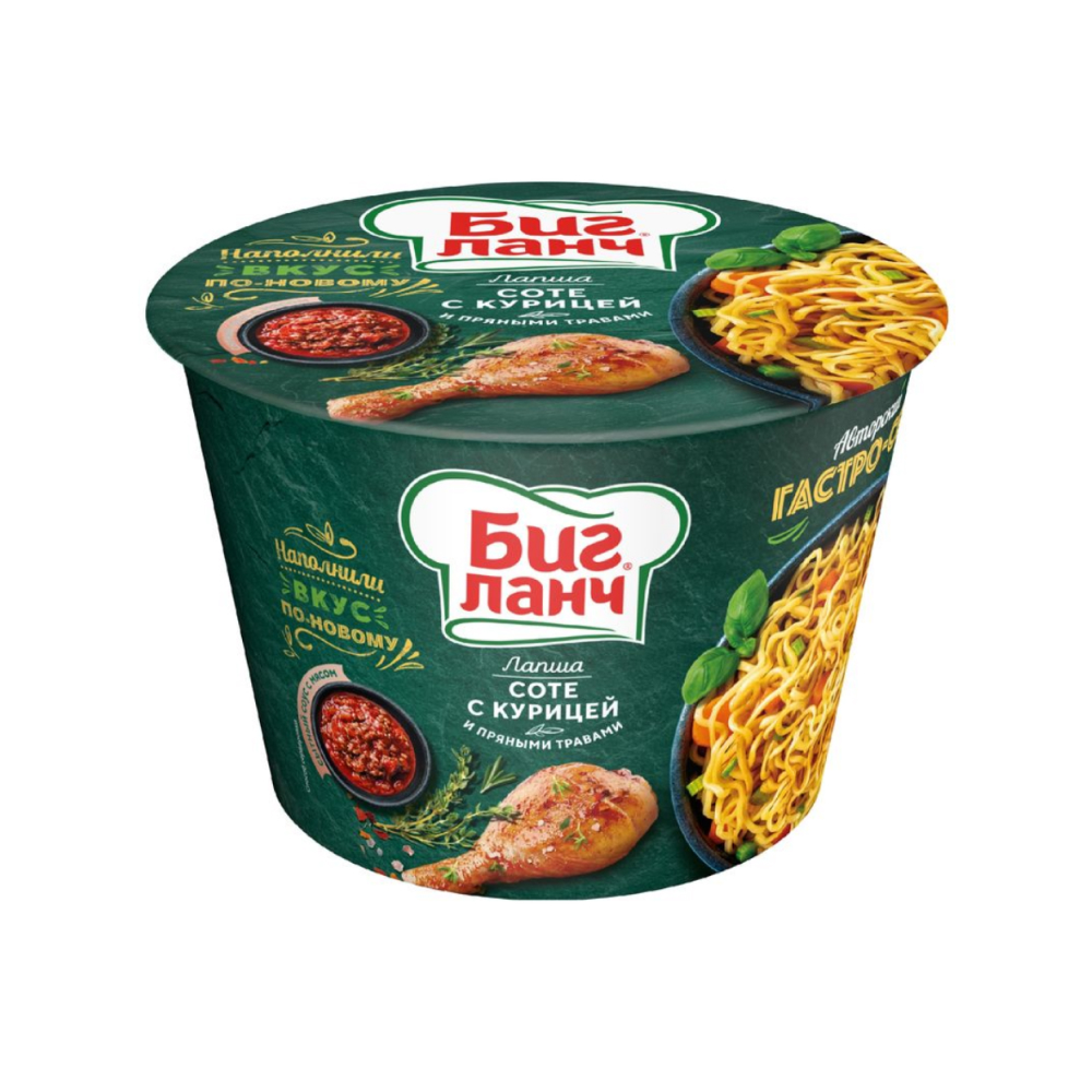 Лапша Биг Ланч Соте с курицей и пряными травами, 90 г