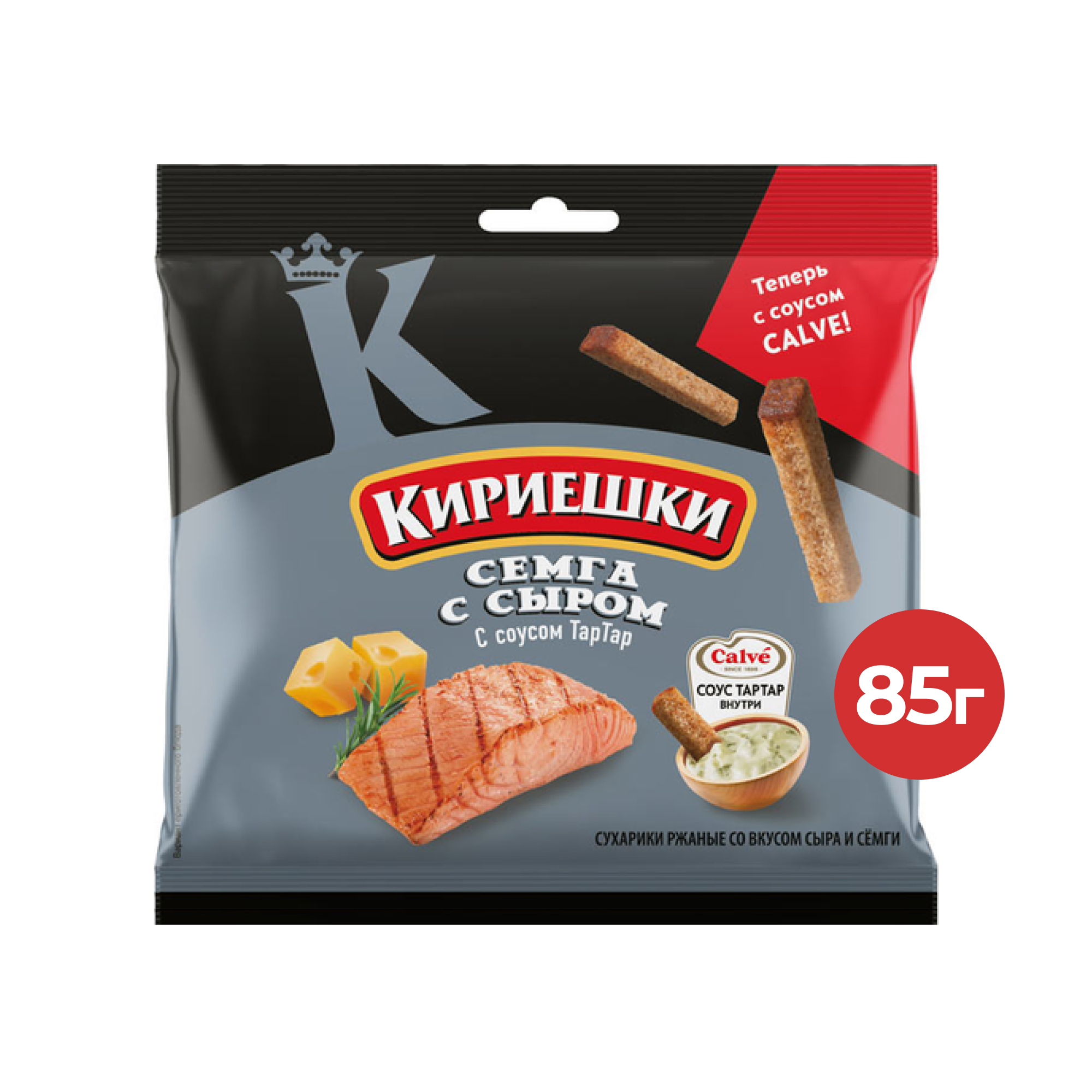 Сухарики ржаные Кириешки со вкусом Семги с сыром с соусом тартар, 85 г // [19]