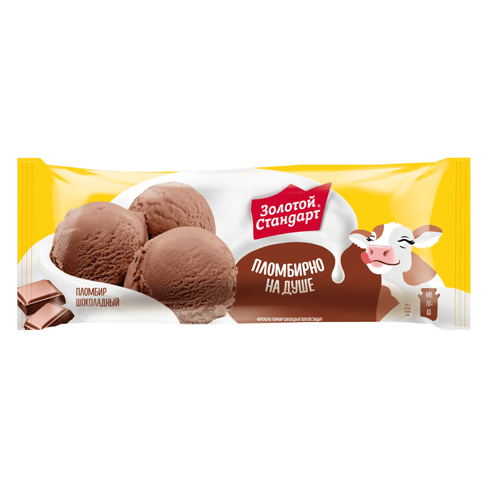 Мороженое Золотой стандарт пломбир шоколадный, 380 г