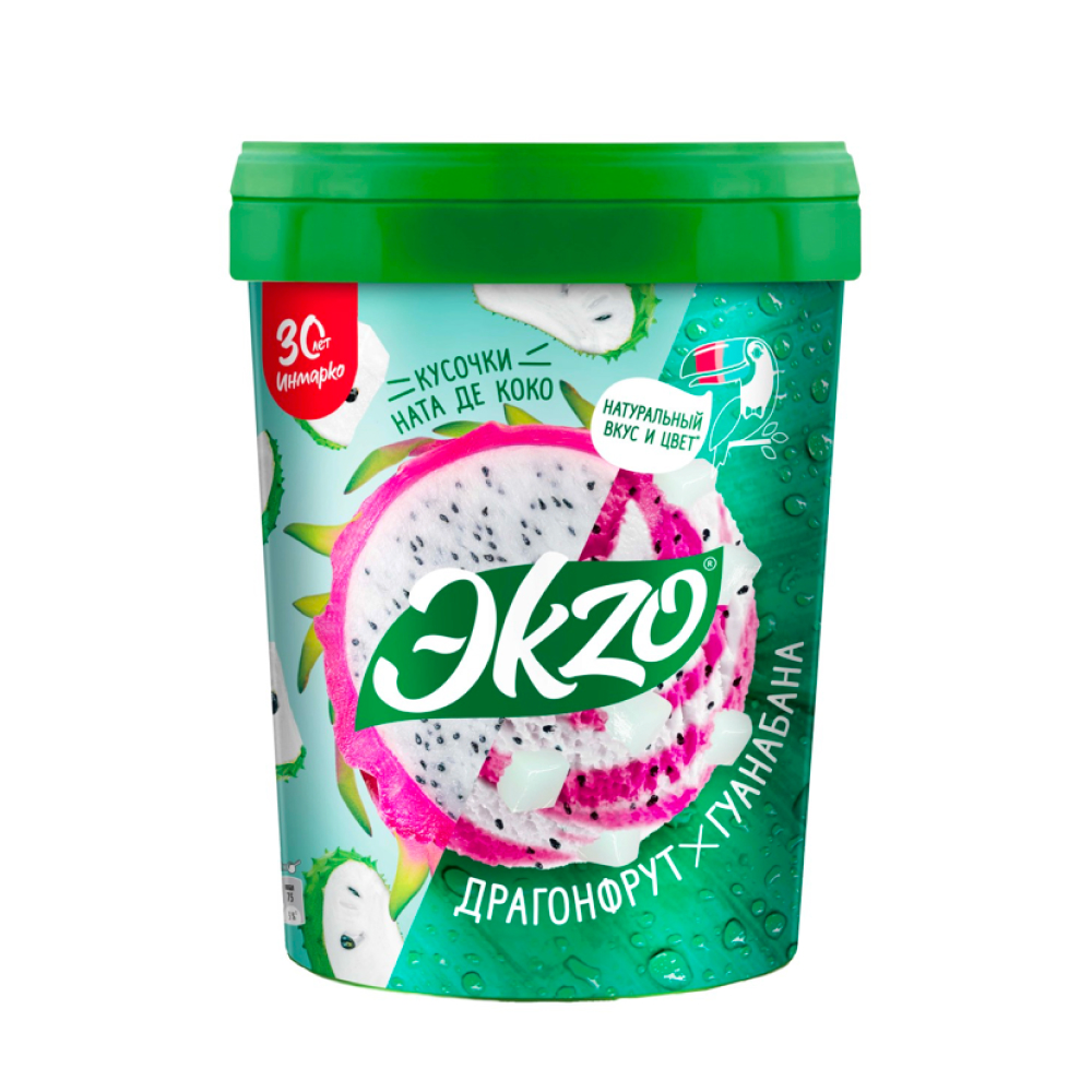 Мороженое Эkzо Драгонфрут с кусочками Ната де Коко, 520 г