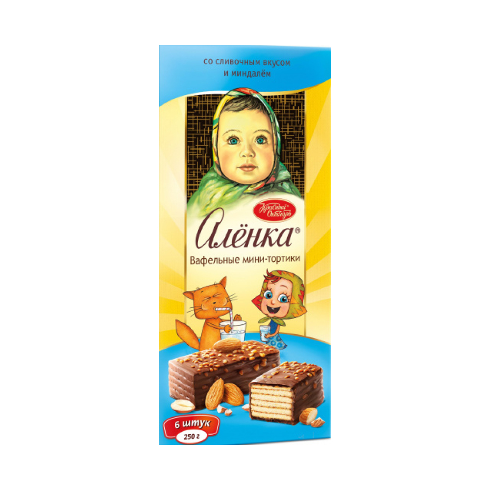 Торт вафельный со сливочным вкусом и миндалем Аленка, 250 г