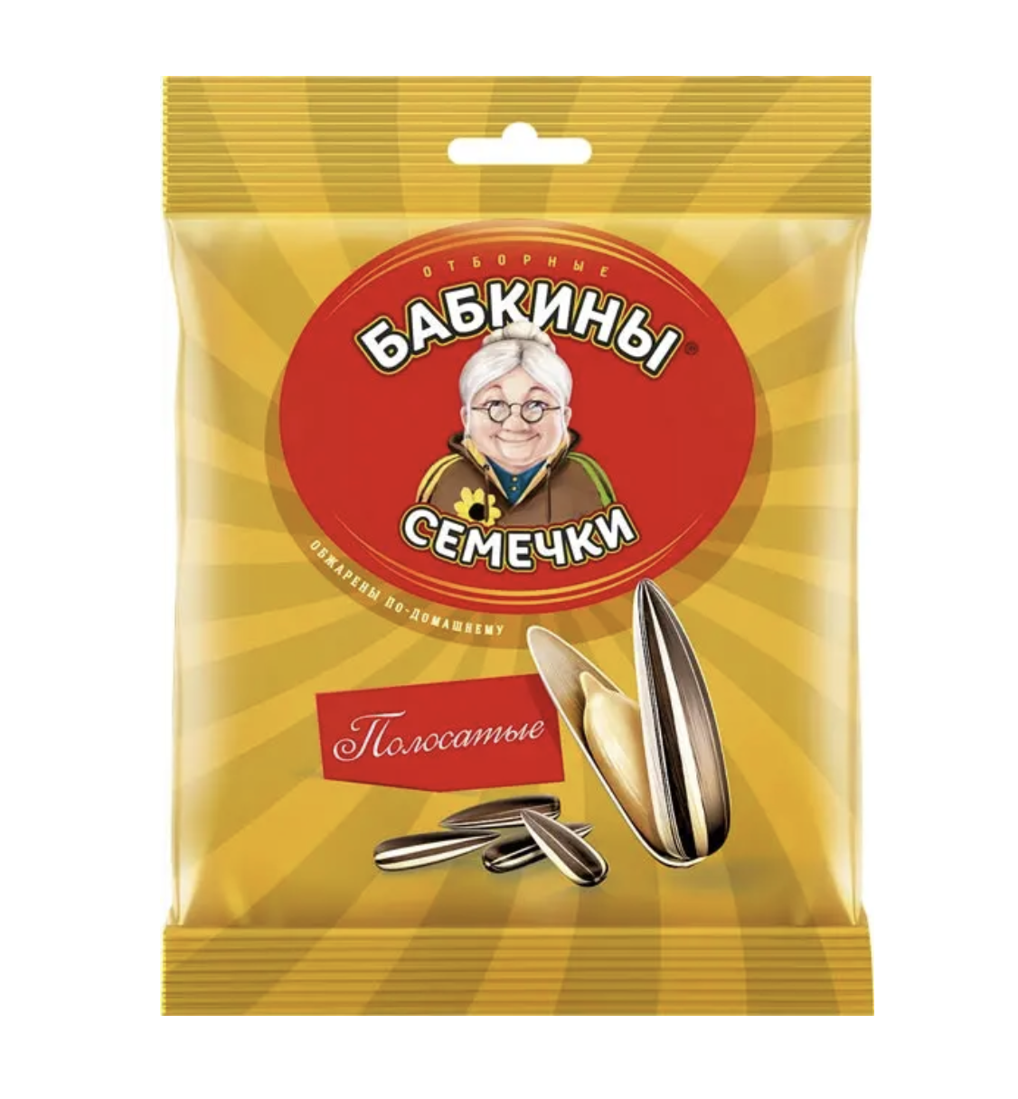 Семечки полосатые, жареные, Бабкины семечки 90 г