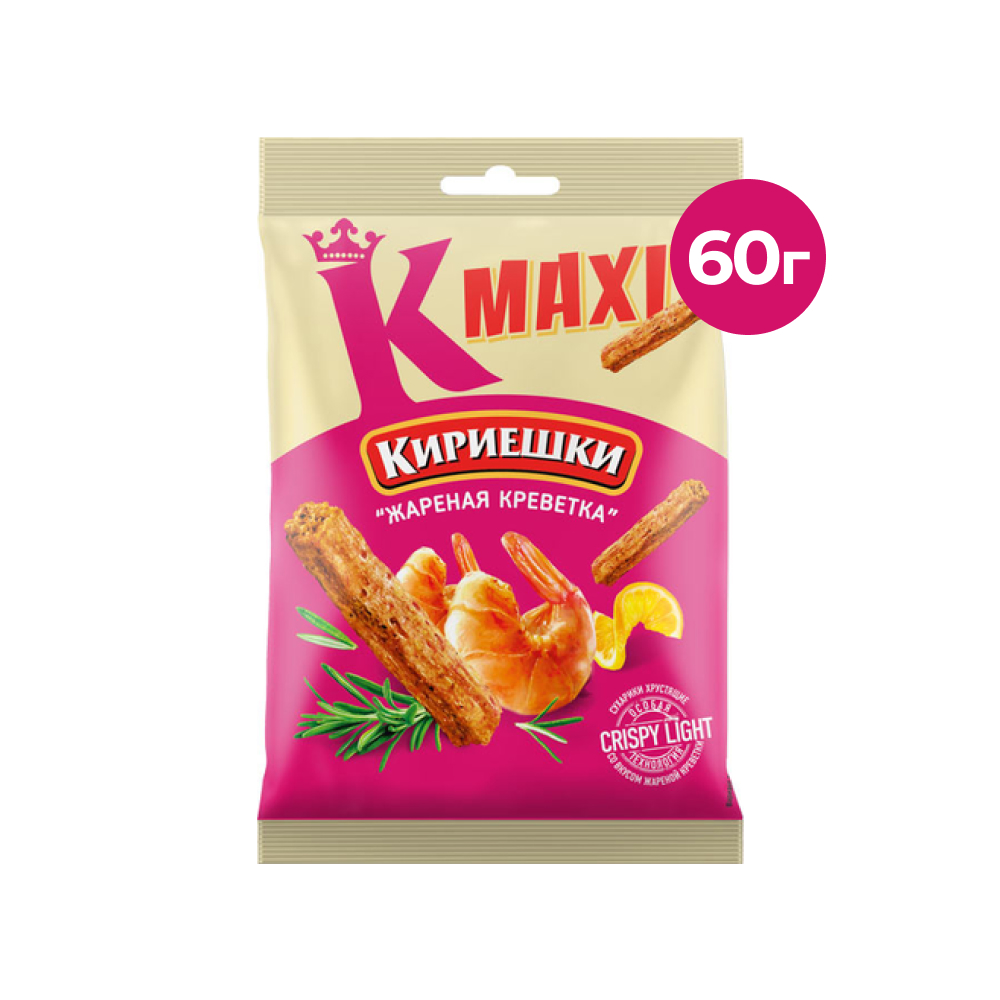 Сухарики Кириешки Maxi со вкусом жареных креветок, 60 г