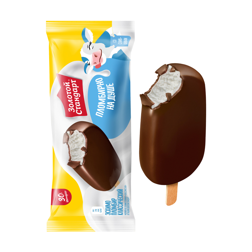 Мороженое Золотой стандарт пломбир эскимо, 64 г