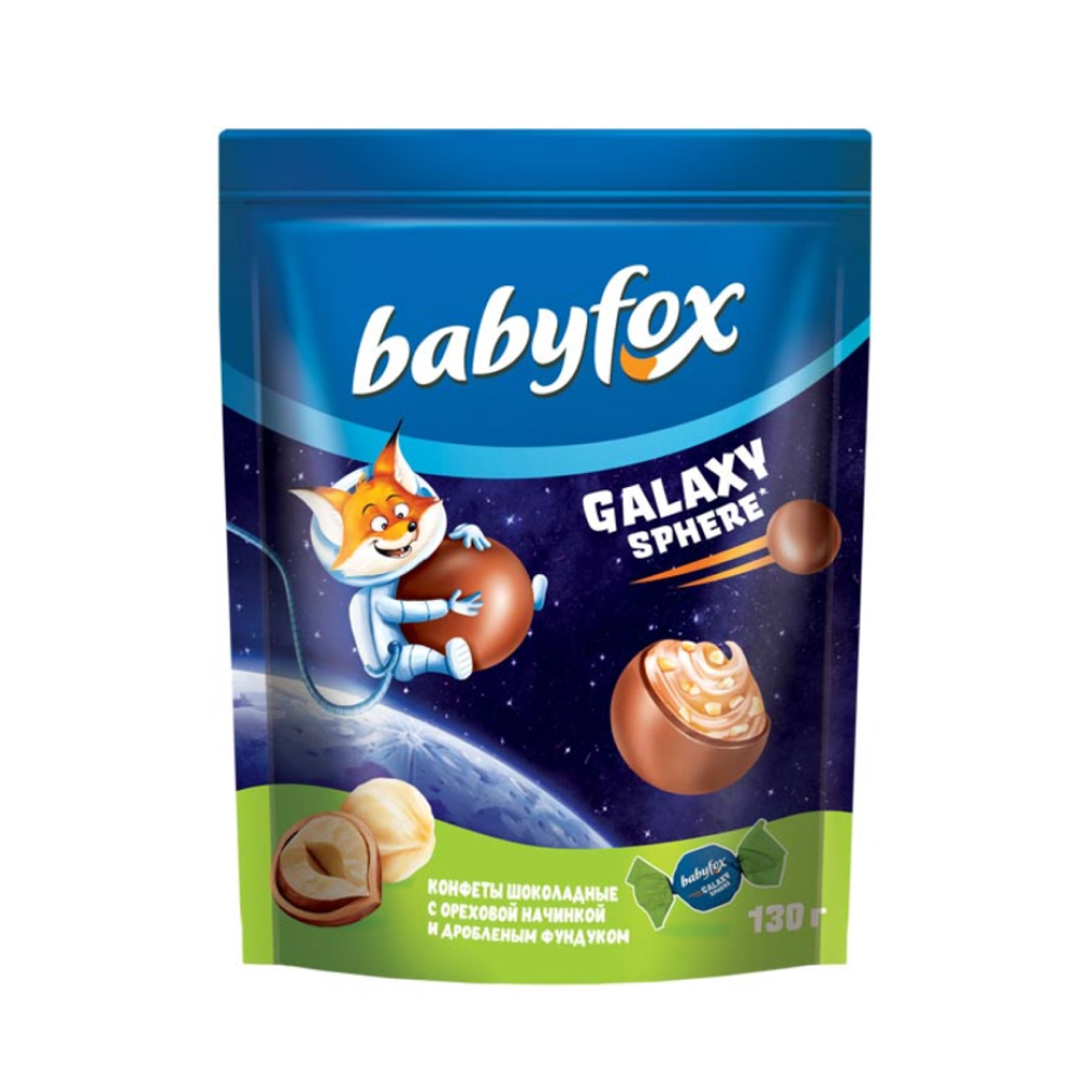Конфеты шоколадные BabyFox Galaxy sphere с фундуком, 130 г