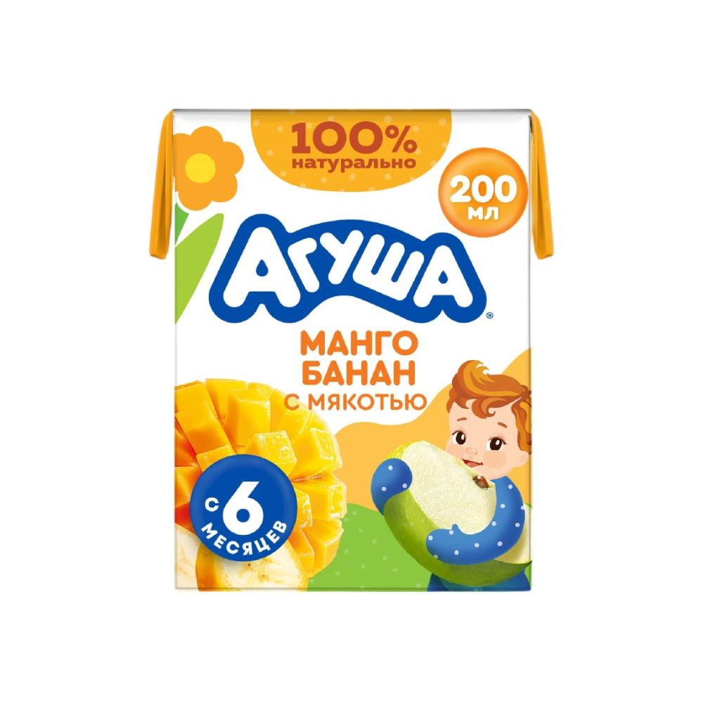 Сок Агуша Яблоко манго банан с 6 мес, 200 мл